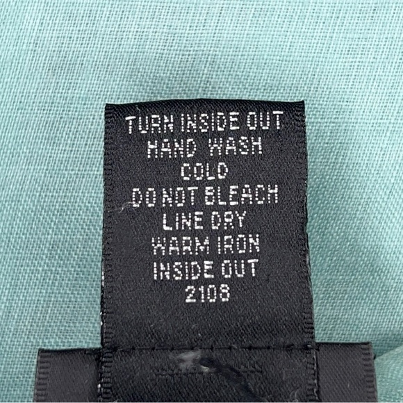 Size 6 Rafaella Linen Blouse Top Mint Teal Beaded Sequined Boho Bohemian - Picture 14 of 14